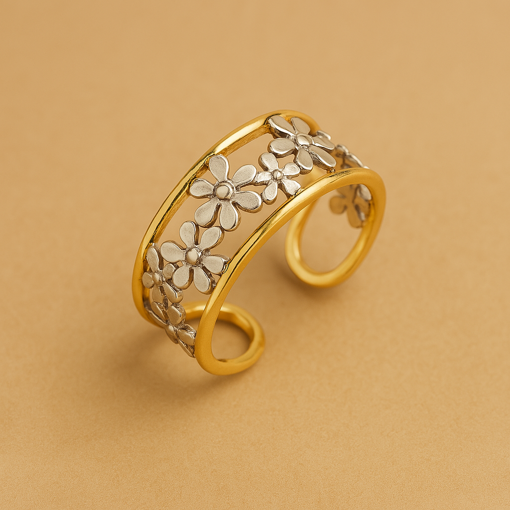 Unregelmäßiger Ring mit hohlem Gänseblümchen-Design