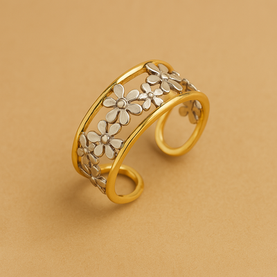 Unregelmäßiger Ring mit hohlem Gänseblümchen-Design
