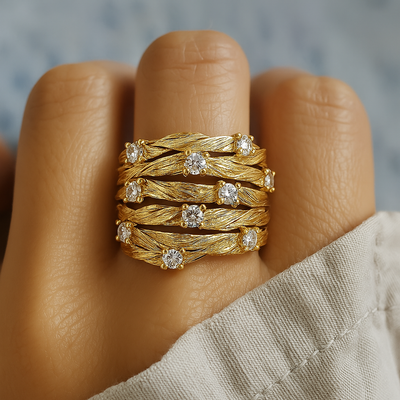 Vergoldeter Vintage-Ring mit Zirkonia