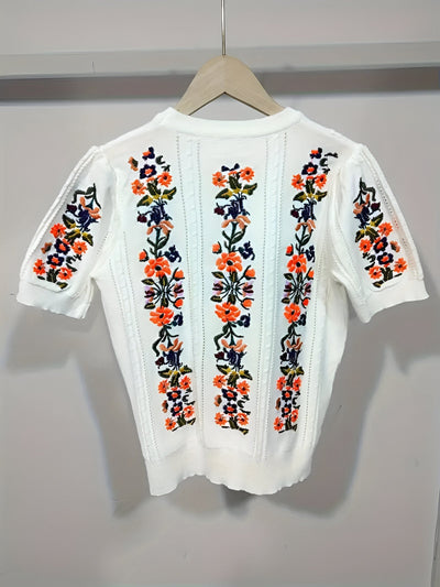 Denisa | Frisches Floral-Top mit kurzen Ärmeln