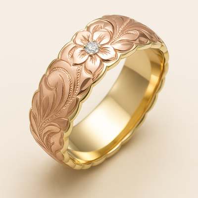 Vintage-Ring mit Rosenblüte in Goldoptik
