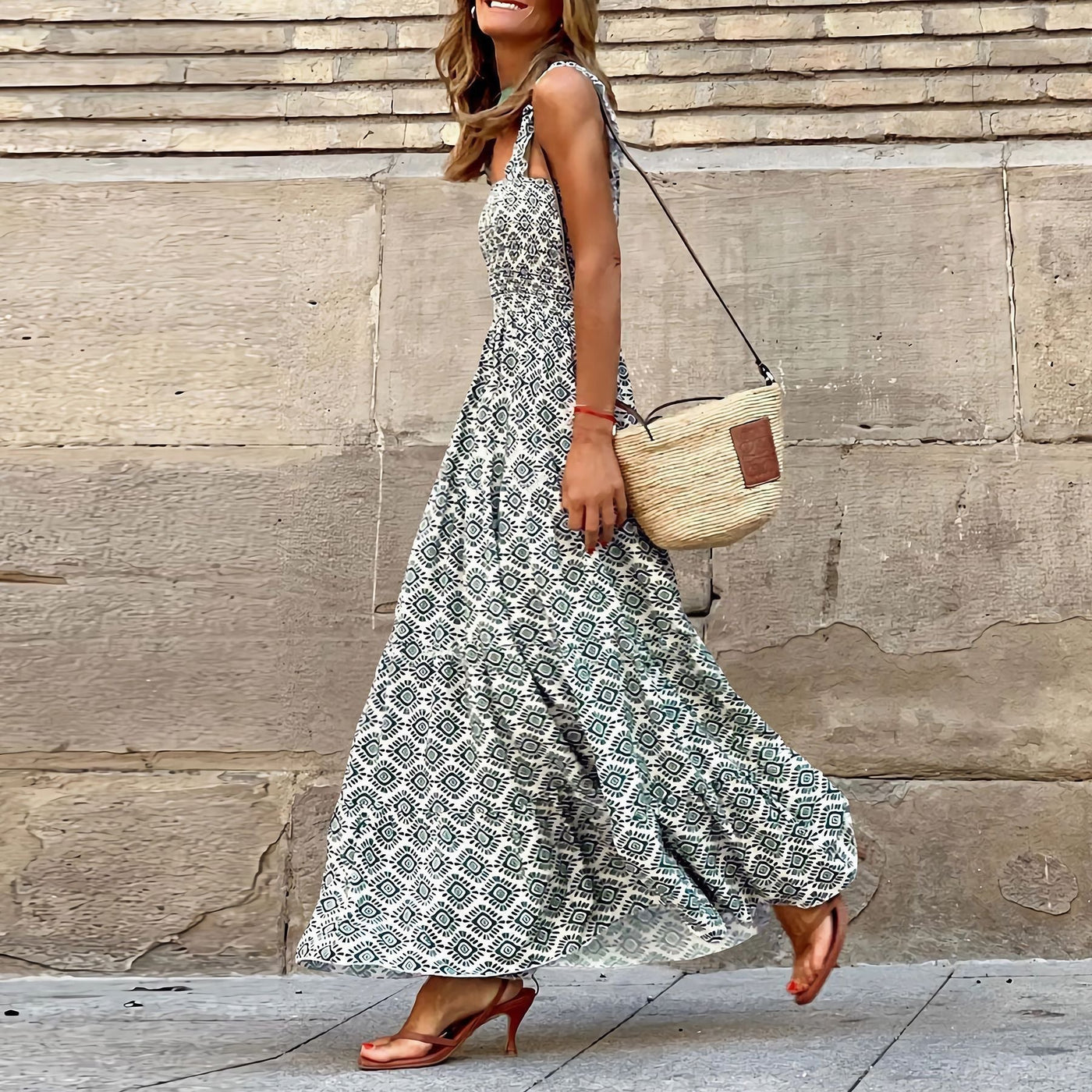 Sabrina - Boho Kleid mit Tribal-Print für frühlingshaften Stil