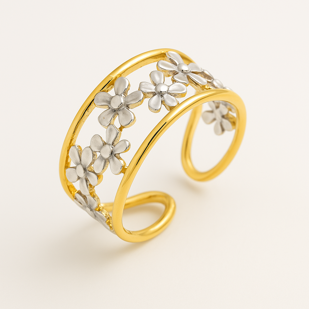 Unregelmäßiger Ring mit hohlem Gänseblümchen-Design