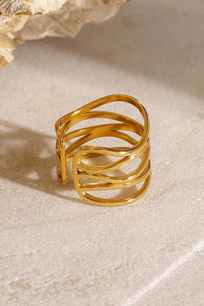 Catalina | Elegante Wellenförmige Edelstahlring Mit Verstellbarem Design, Ultraleicht