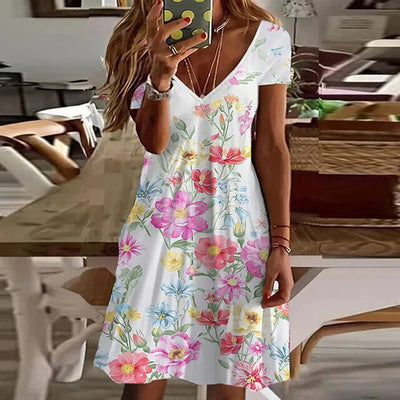 Eryss – Charmantes Kleid mit V-Ausschnitt und kurzen Ärmeln