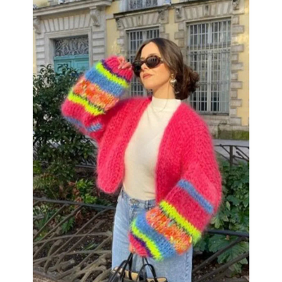 Zarela Bunt Gestrickte Strickjacke