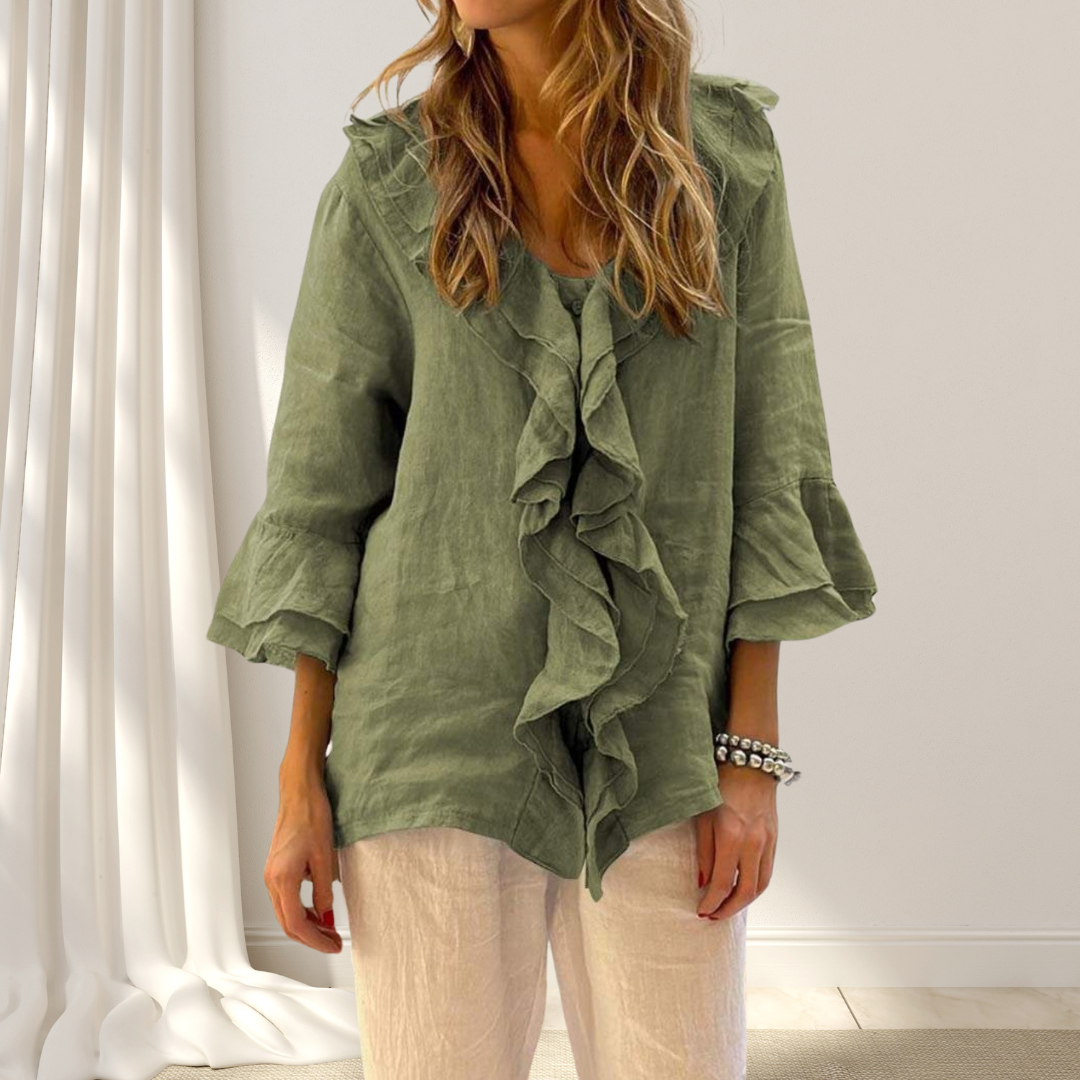 Angela | Leinenbluse mit Rüschen