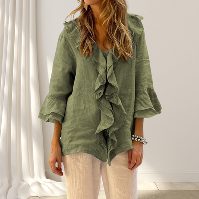 Angela | Leinenbluse mit Rüschen