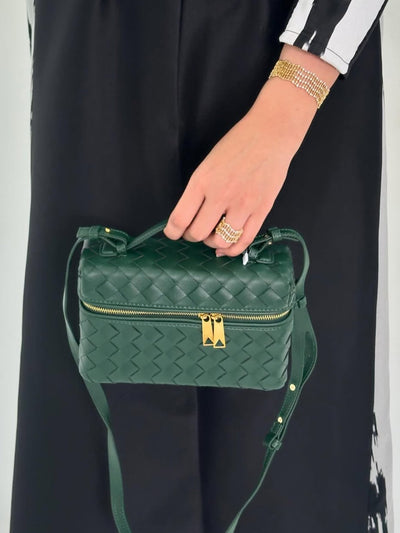 Juliette Polierte Strukturierte Woven Handtasche Aus Veganem Leder Mit Abnehmbarem Tragegurt