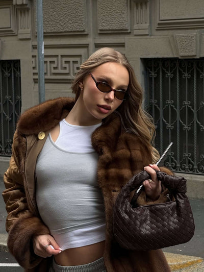 Sienna | Mini Braided Handle Tasche Aus Premium Veganem Leder, 28x15cm