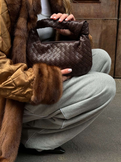 Sienna | Mini Braided Handle Tasche Aus Premium Veganem Leder, 28x15cm