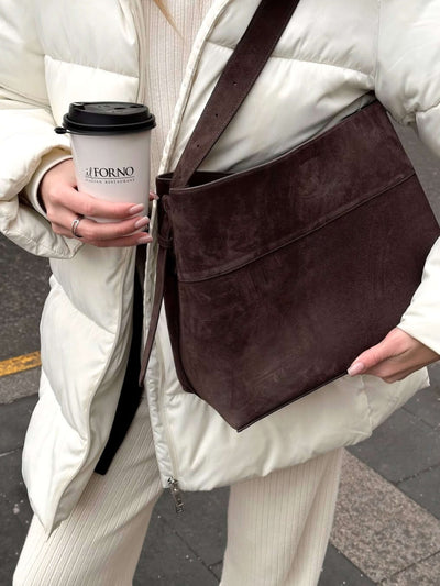 Brianna | Verstellbare Schulter-Crossbody-Tasche Aus Premium Veganem Wildleder Für 13 Zoll Laptops