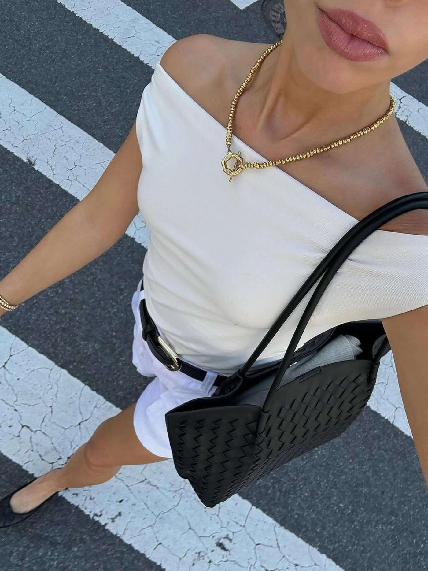 Lila Woven Everyday Tote Bag Aus Premium Veganleder Mit Passendem Kosmetiktäschchen