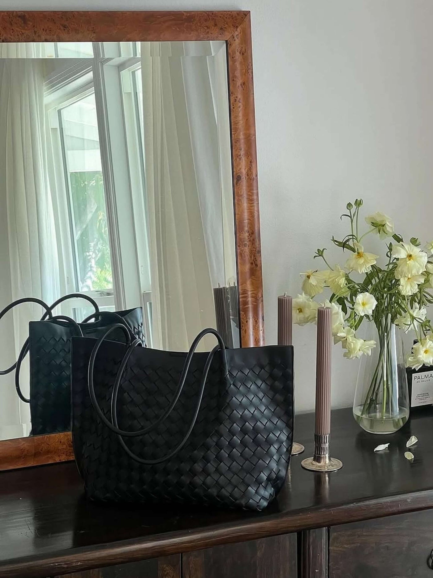 Lila Woven Everyday Tote Bag Aus Premium Veganleder Mit Passendem Kosmetiktäschchen