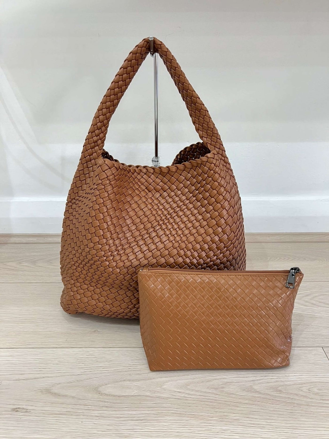 Luna Chic Oversized Woven Hobo Bag Aus Premium Veganen Leder Mit Passendem Reißverschlussbeutel