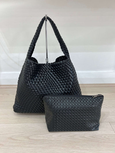 Luna Chic Oversized Woven Hobo Bag Aus Premium Veganen Leder Mit Passendem Reißverschlussbeutel