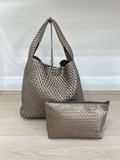 Luna Chic Oversized Woven Hobo Bag Aus Premium Veganen Leder Mit Passendem Reißverschlussbeutel