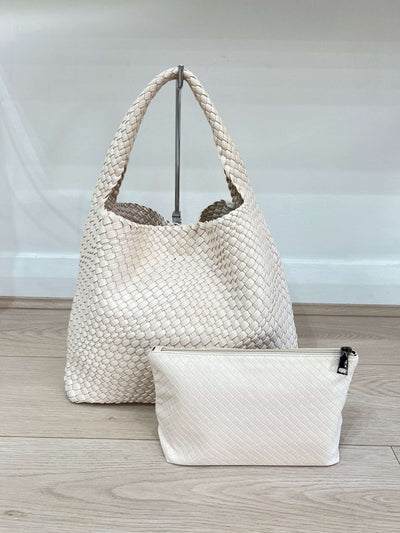 Luna Chic Oversized Woven Hobo Bag Aus Premium Veganen Leder Mit Passendem Reißverschlussbeutel