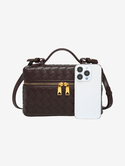 Juliette Polierte Strukturierte Woven Handtasche Aus Veganem Leder Mit Abnehmbarem Tragegurt