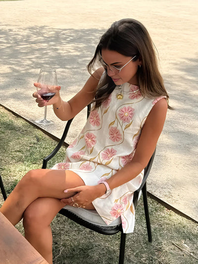 Hollie – Bezauberndes Minikleid aus Leinen mit Blumenmuster