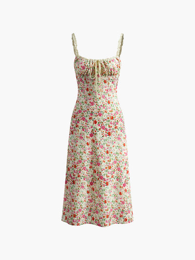 Élodie – Feminines Midikleid mit floralen Akzenten