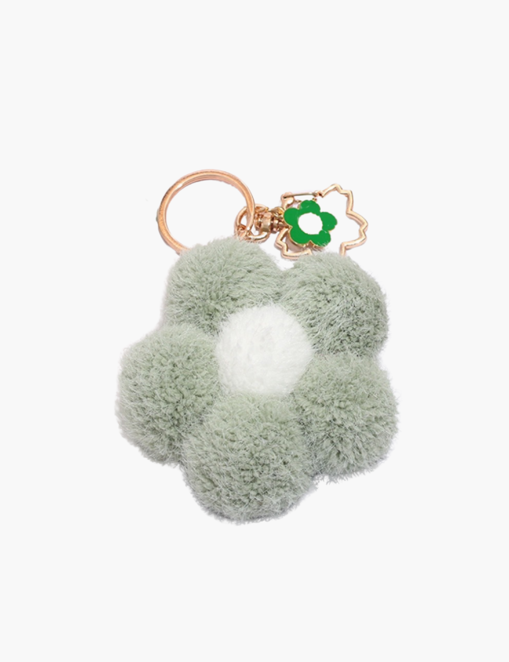 Taschenanhänger – Blumenanhänger mit Flauschkugel