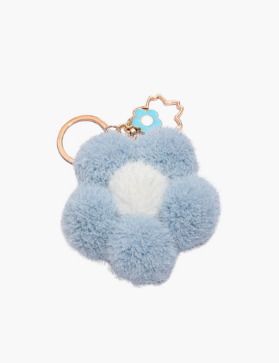 Taschenanhänger – Blumenanhänger mit Flauschkugel