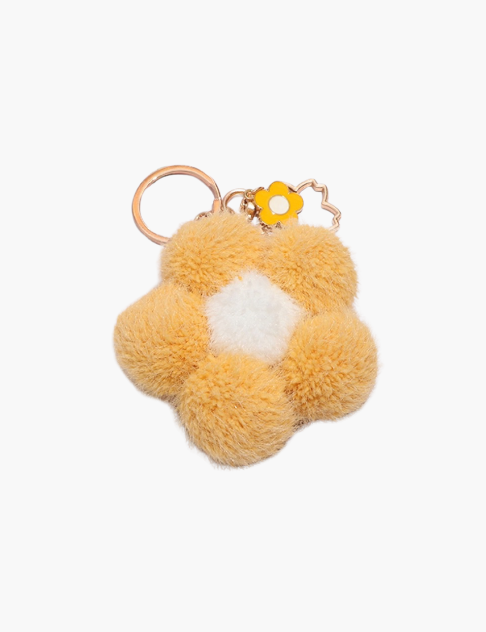 Taschenanhänger – Blumenanhänger mit Flauschkugel