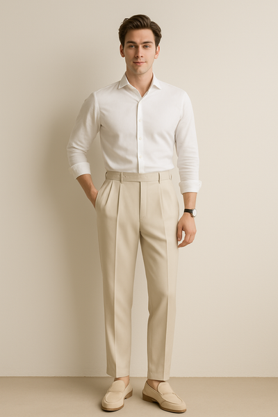 Bastiaen Faltenhose mit hohem Bund