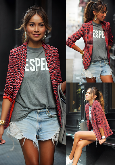 Giselle - Rot-schwarzer Blazer