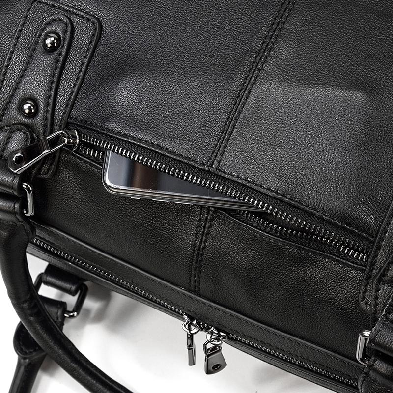 Aalborg™ Schwarze Leder-Holdall – Elegante 25L Reisetasche Mit Verstellbarem Lederriemen