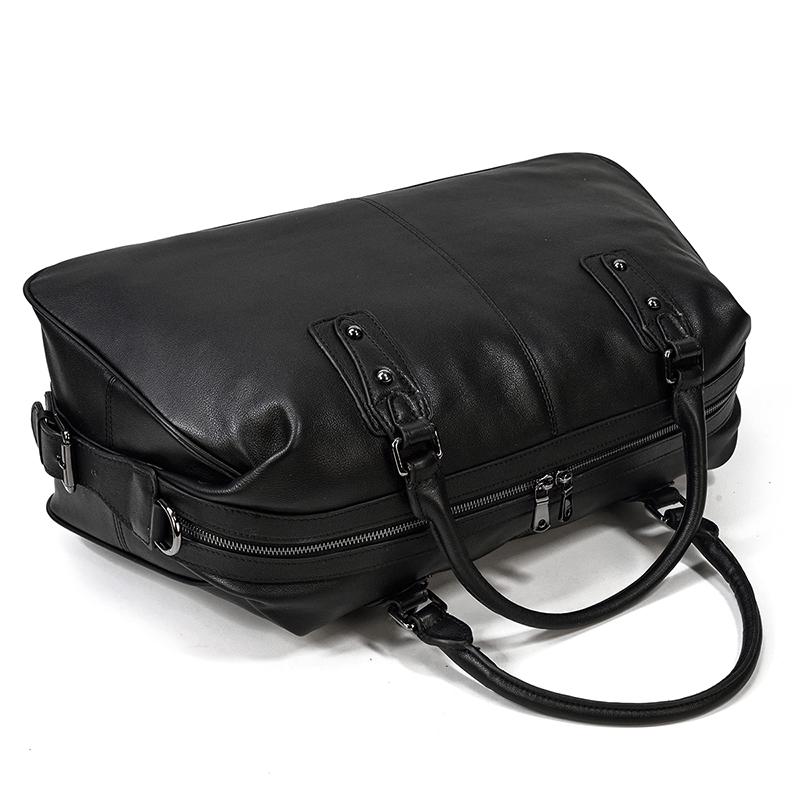 Aalborg™ Schwarze Leder-Holdall – Elegante 25L Reisetasche Mit Verstellbarem Lederriemen