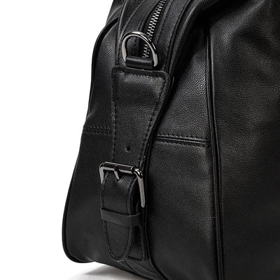 Aalborg™ Schwarze Leder-Holdall – Elegante 25L Reisetasche Mit Verstellbarem Lederriemen