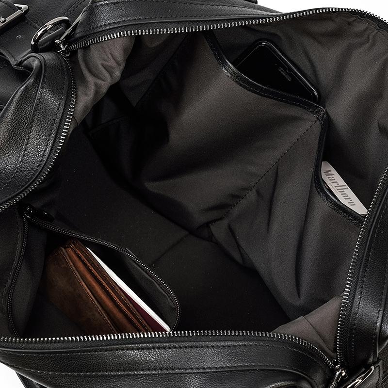 Aalborg™ Schwarze Leder-Holdall – Elegante 25L Reisetasche Mit Verstellbarem Lederriemen