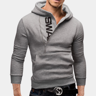 Neil - eleganter herren-hoodie mit seitlichem reißverschluss für einen trendigen look