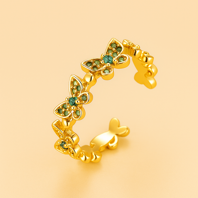 Eleganter Schmetterlingsring aus Kupfer mit funkelnden Zirkonias