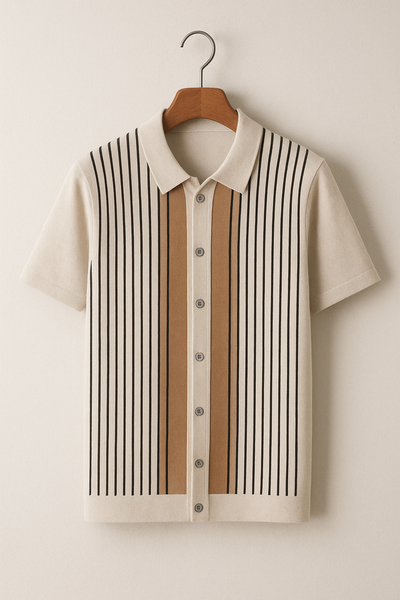 Nathan Strickpoloshirt Kurzarm mit Streifen