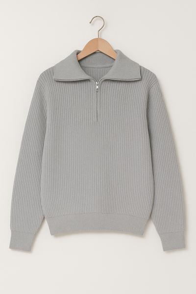 Christopher Strickpullover mit Reißverschluss und Streifen