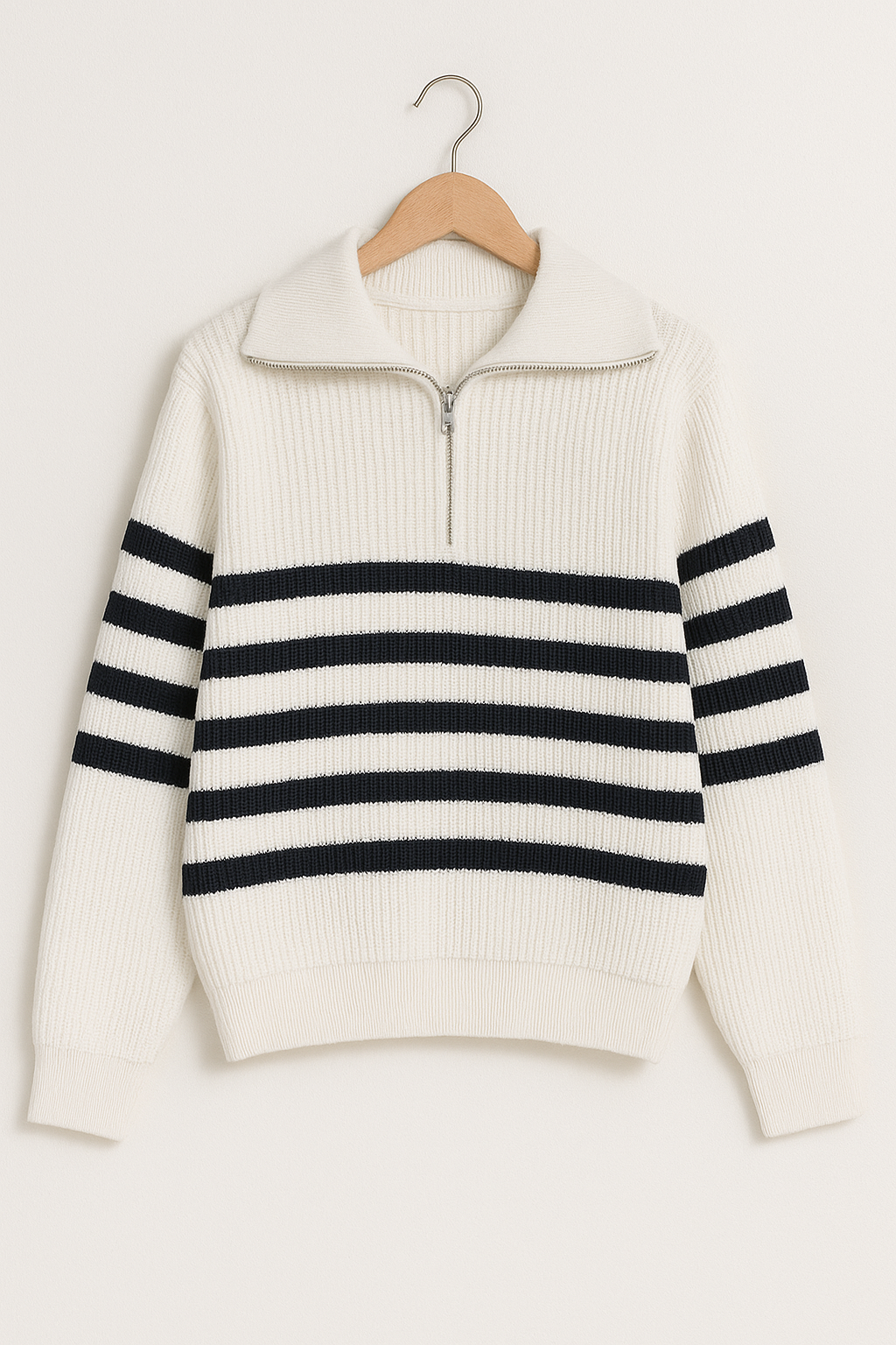 Christopher Strickpullover mit Reißverschluss und Streifen