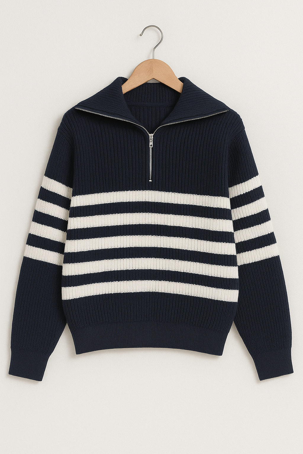 Christopher Strickpullover mit Reißverschluss und Streifen