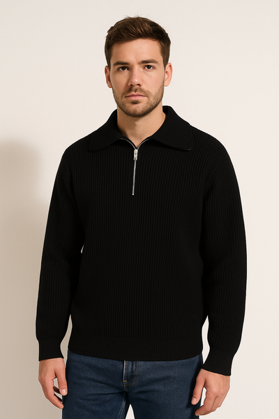 Christopher Strickpullover mit Reißverschluss und Streifen