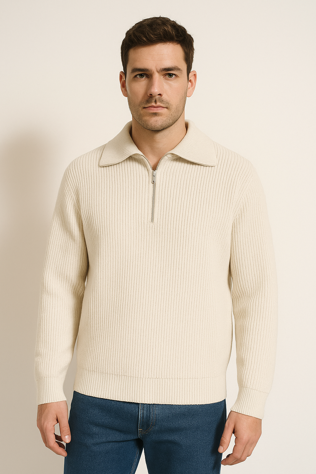 Christopher Strickpullover mit Reißverschluss und Streifen