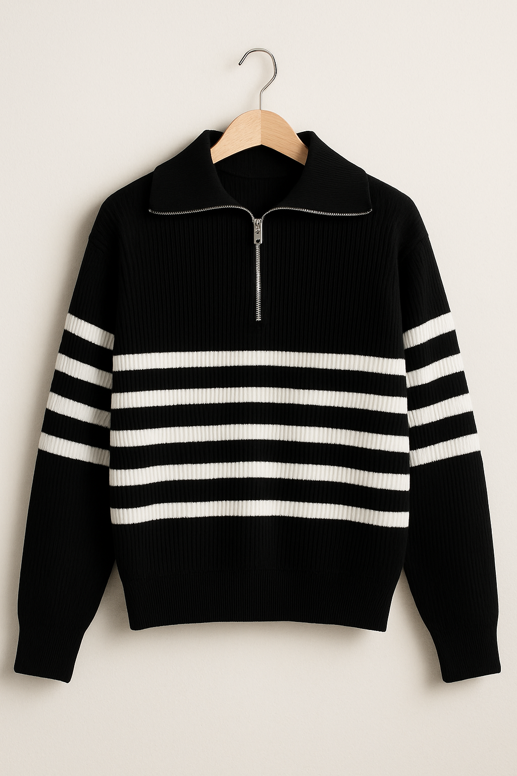 Christopher Strickpullover mit Reißverschluss und Streifen