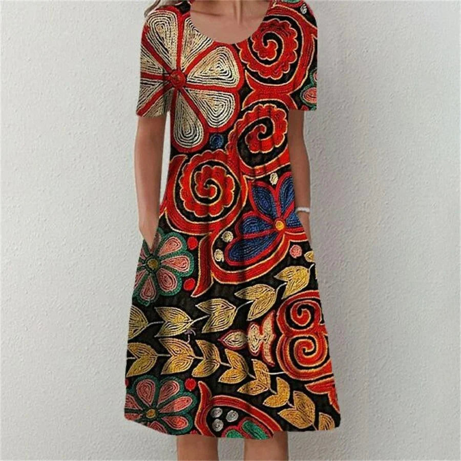 Calliope – Baumwollkleid mit Rundhalsausschnitt