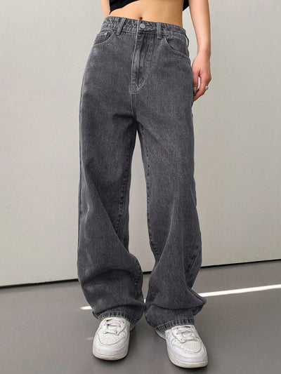 Baggy Jeans Für Damen - Bequeme Gerade Beinform In Hellgrau Von Fadenburg