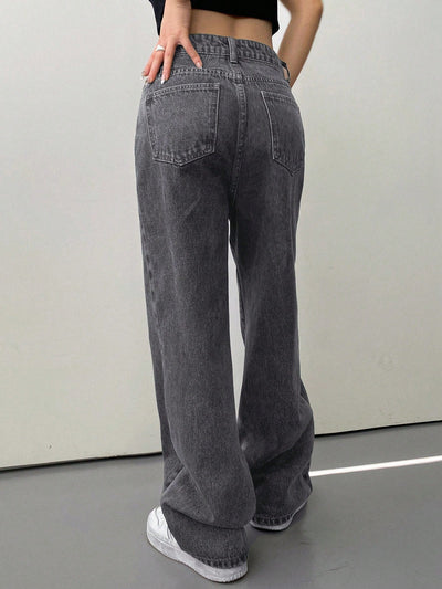 Baggy Jeans Für Damen - Bequeme Gerade Beinform In Hellgrau Von Fadenburg