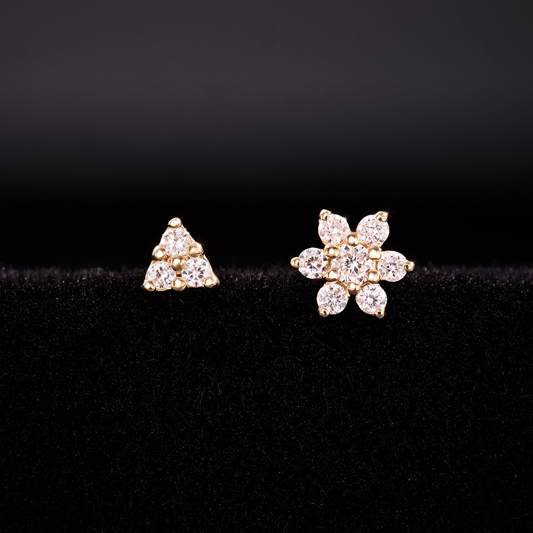 Diamant-Dreieckspiercing | Gold