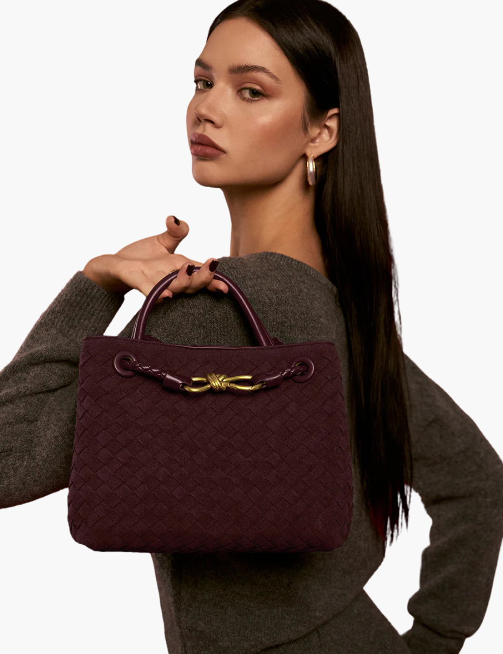 Geflochtene Wildleder-Tote-Tasche