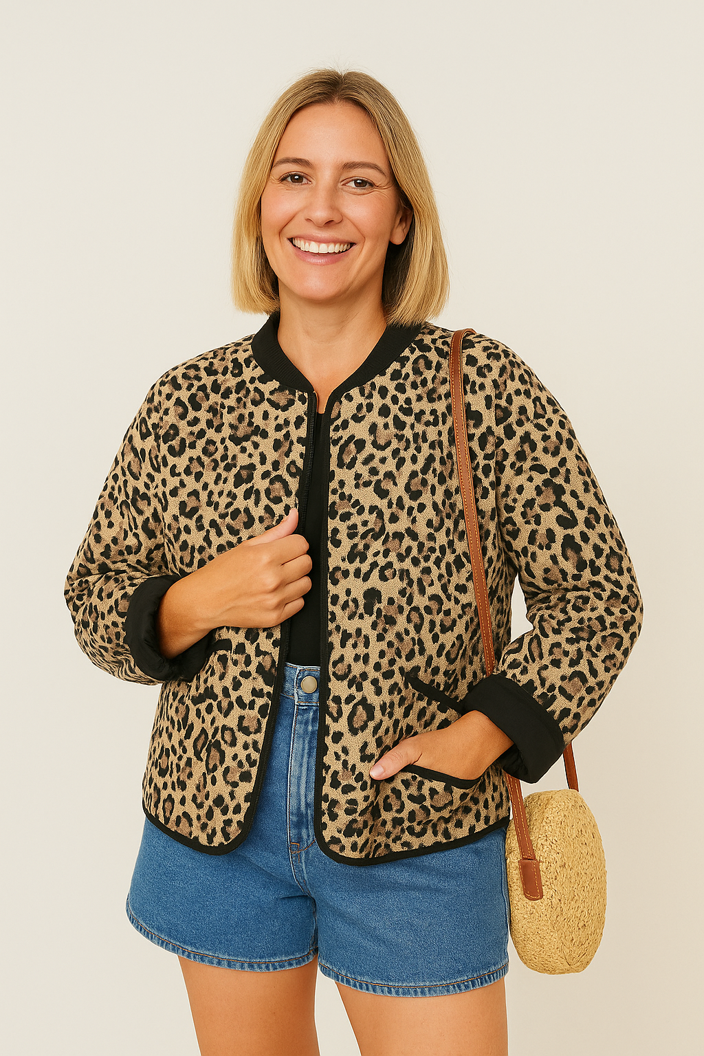 Else Steppjacke Rundhals Animalprint