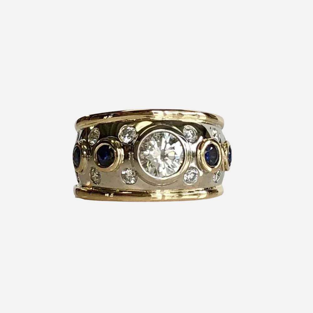Esmay | Vintage Ring mit Goldeinlage Zirkon